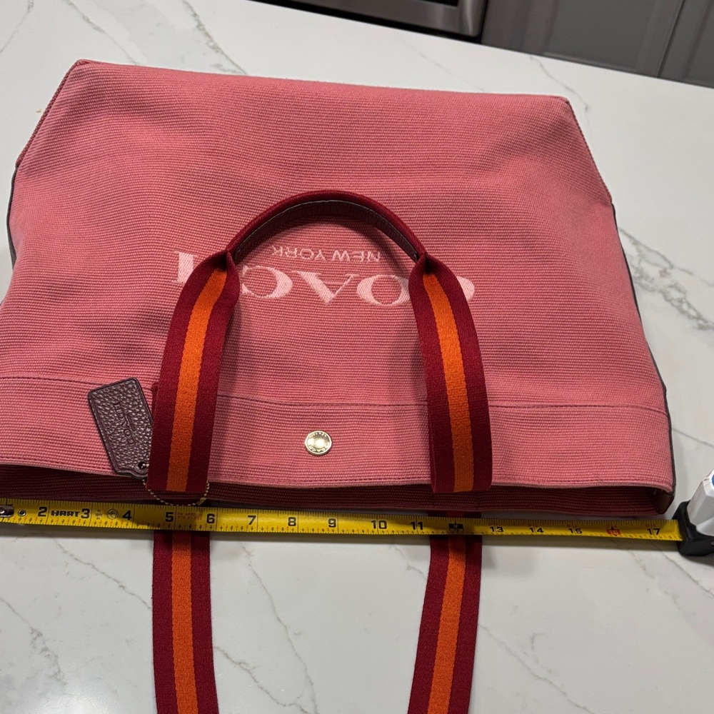 Coach Pink Tote with Red and Orange Straps - Picture 14 of 17